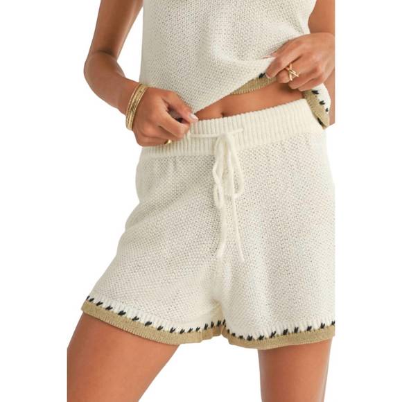 NEW SAGE THE LABEL rhode knit shorts in off white - Picture 2 of 4